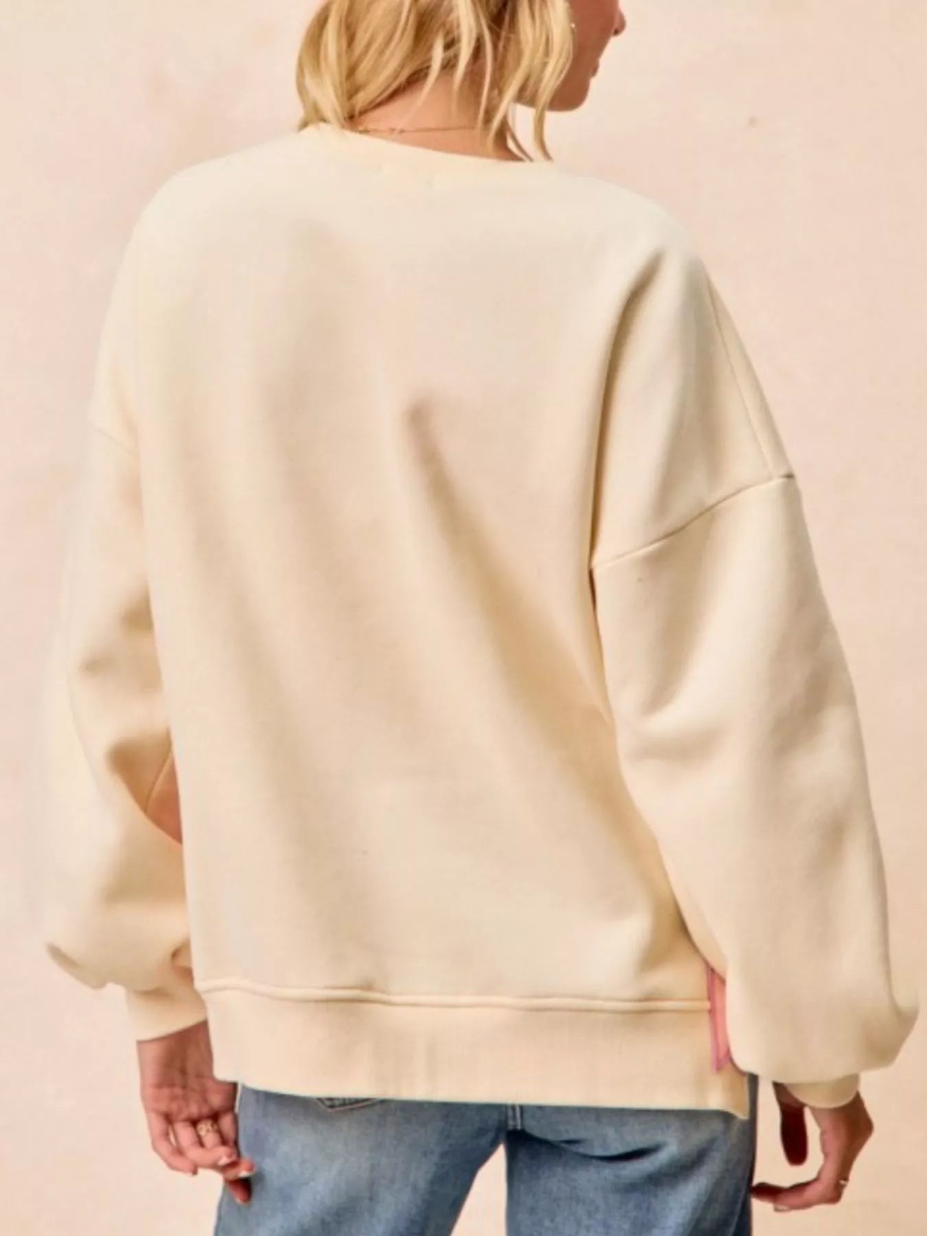 Festive Bow Slit Crew Neck Christmas Sweatshirt