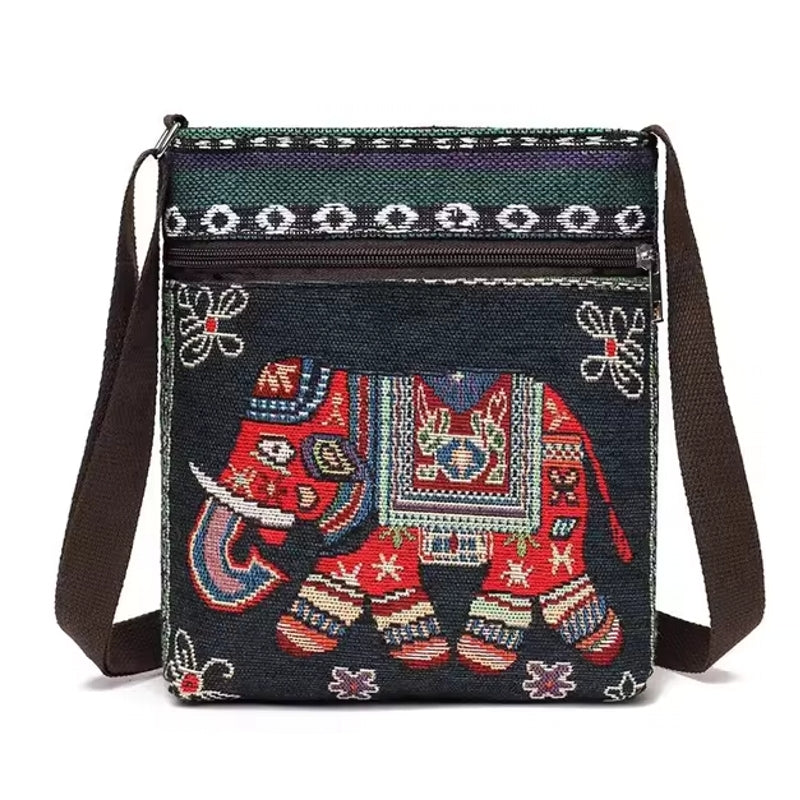 Vintage-Inspired Ethnic Print Mini Canvas Bag
