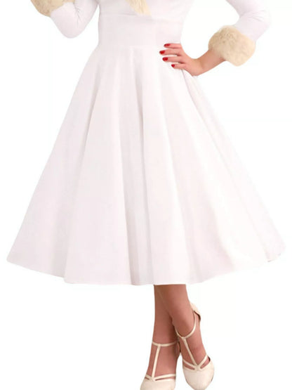 Bella's Festive Faux Fur Trim Holiday Dress