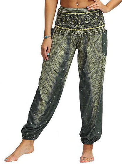 Floral Print Wide Leg Trousers for Women - Loose Fit Yoga Pants