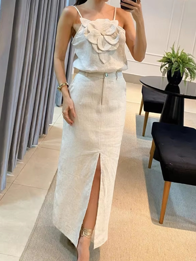 Women's Cotton Dress Set with Hanging Straps