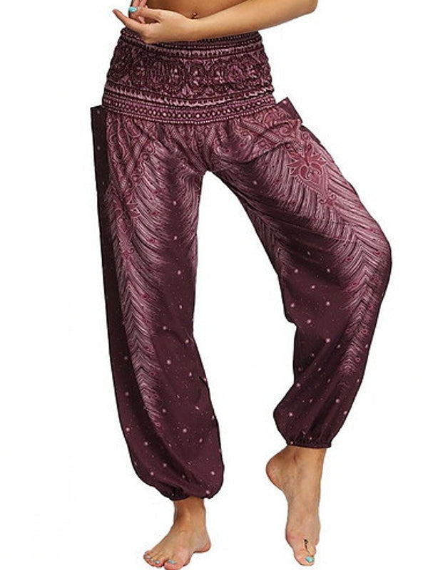 Floral Print Wide Leg Trousers for Women - Loose Fit Yoga Pants