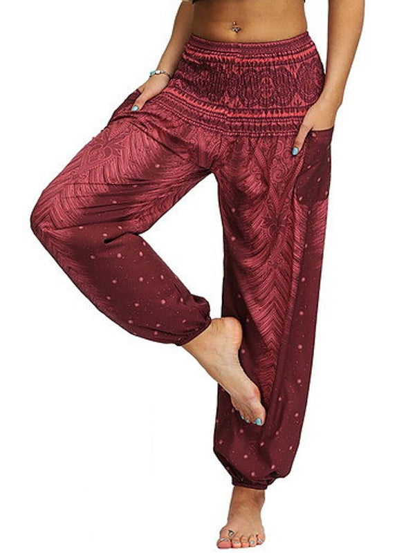 Floral Print Wide Leg Trousers for Women - Loose Fit Yoga Pants