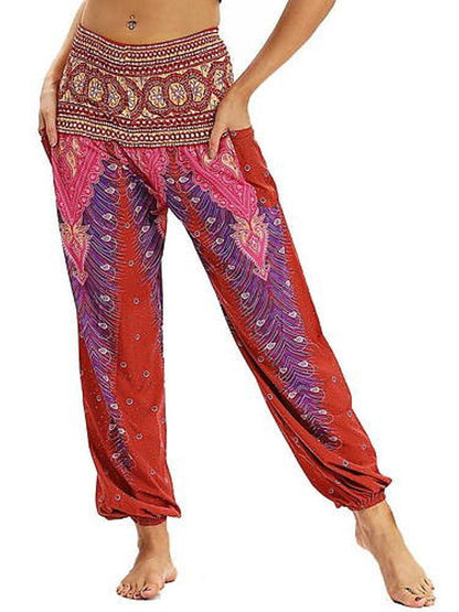 Floral Print Wide Leg Trousers for Women - Loose Fit Yoga Pants