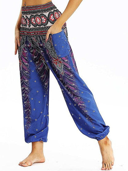 Floral Print Wide Leg Trousers for Women - Loose Fit Yoga Pants