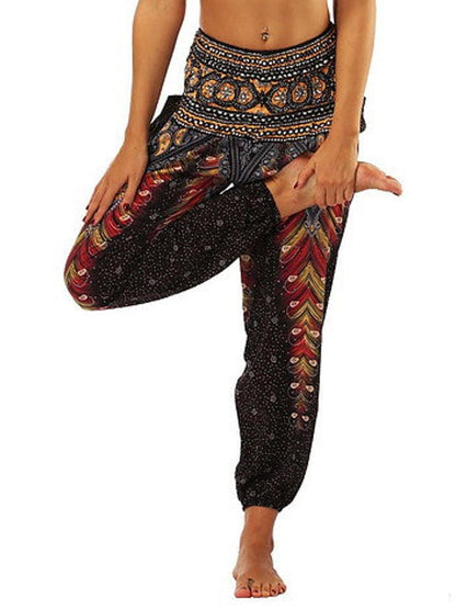 Floral Print Wide Leg Trousers for Women - Loose Fit Yoga Pants