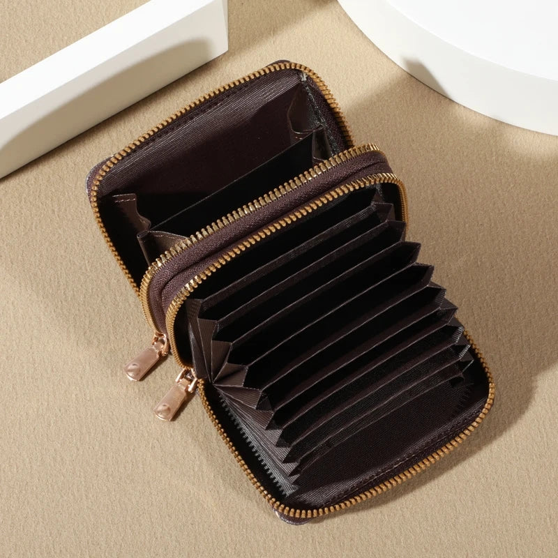 Stylish Vintage Double Zipper Wallet Card Holder for Women