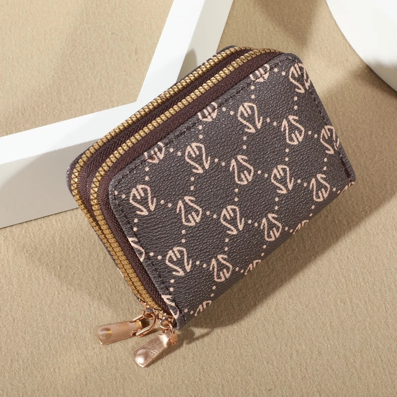 Stylish Vintage Double Zipper Wallet Card Holder for Women