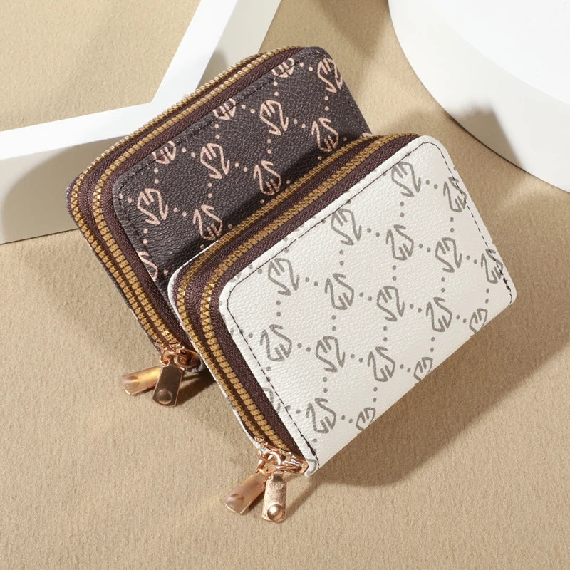Stylish Vintage Double Zipper Wallet Card Holder for Women