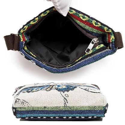 Vintage-Inspired Ethnic Print Mini Canvas Bag