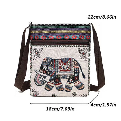 Vintage-Inspired Ethnic Print Mini Canvas Bag