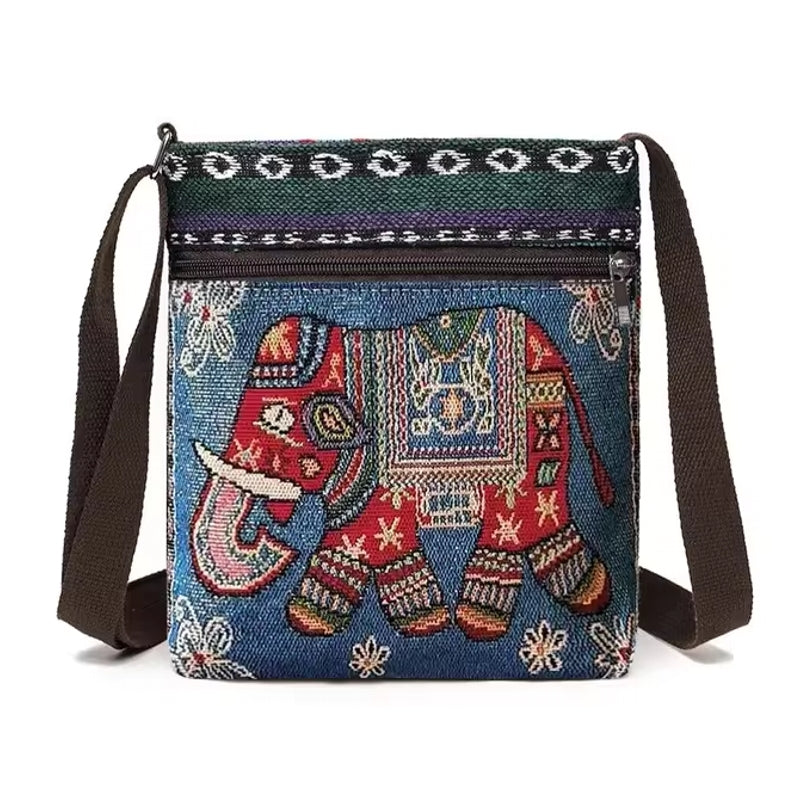 Vintage-Inspired Ethnic Print Mini Canvas Bag