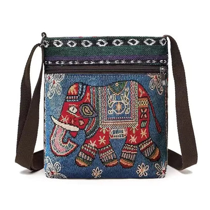 Vintage-Inspired Ethnic Print Mini Canvas Bag