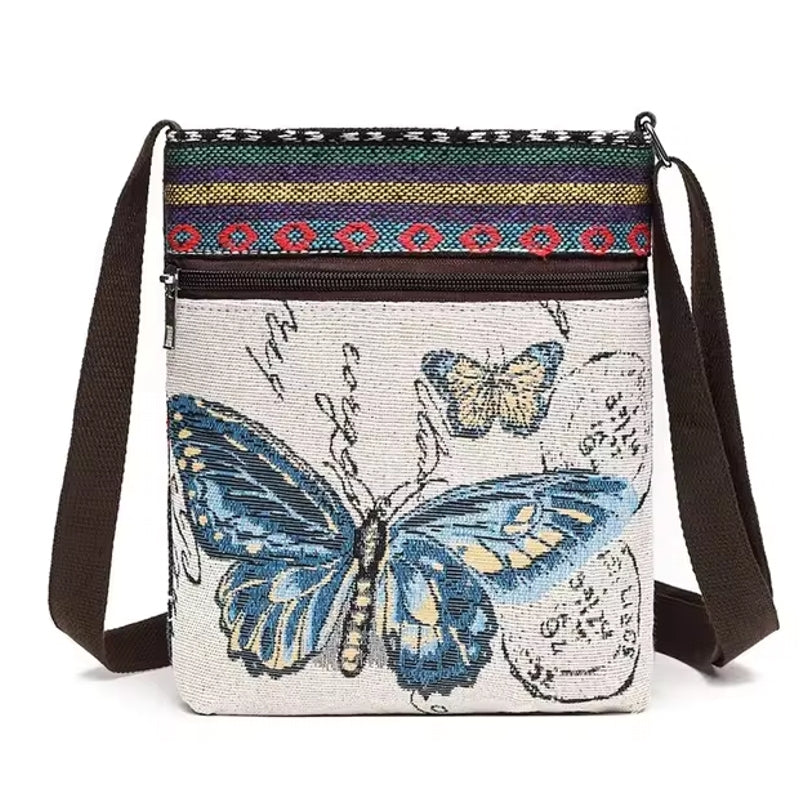 Vintage-Inspired Ethnic Print Mini Canvas Bag