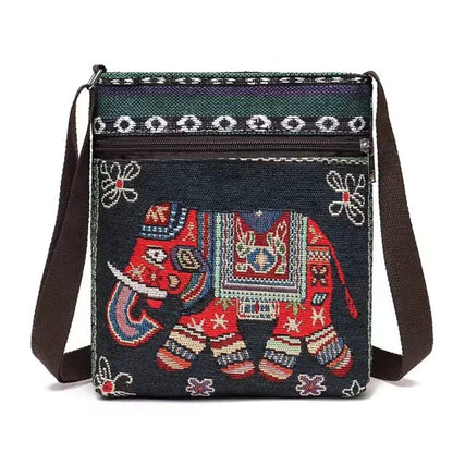 Vintage-Inspired Ethnic Print Mini Canvas Bag