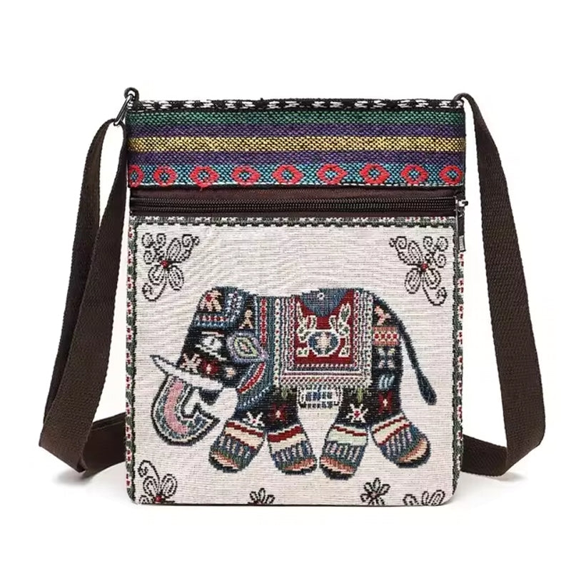 Vintage-Inspired Ethnic Print Mini Canvas Bag