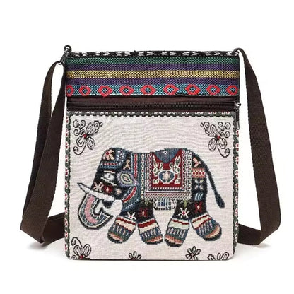 Vintage-Inspired Ethnic Print Mini Canvas Bag