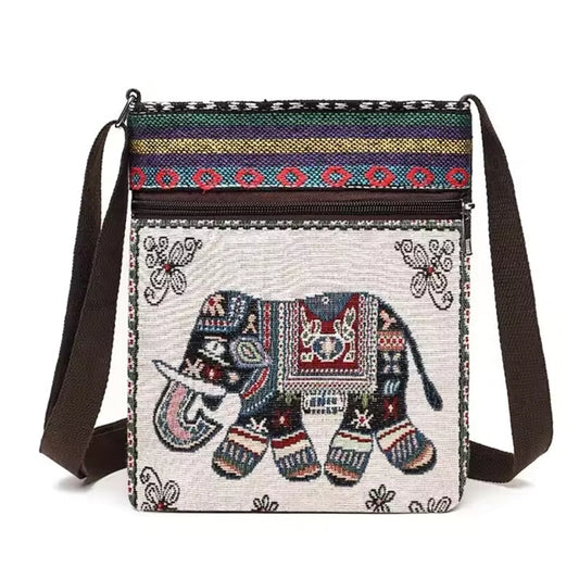 Vintage-Inspired Ethnic Print Mini Canvas Bag