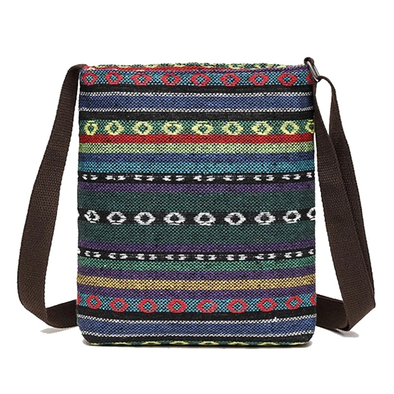 Vintage-Inspired Ethnic Print Mini Canvas Bag