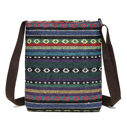 Vintage-Inspired Ethnic Print Mini Canvas Bag