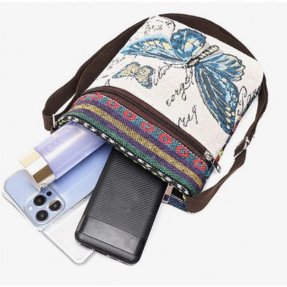 Vintage-Inspired Ethnic Print Mini Canvas Bag