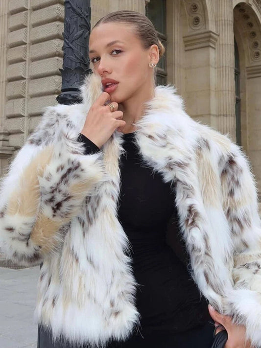 Faux Fur Women's Teddy Coat Cropped Plush Jacket