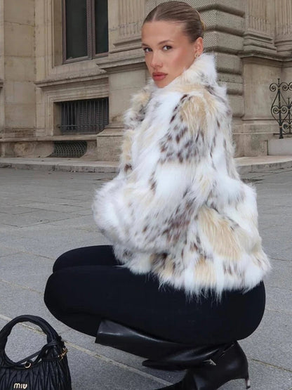 Faux Fur Women's Teddy Coat Cropped Plush Jacket