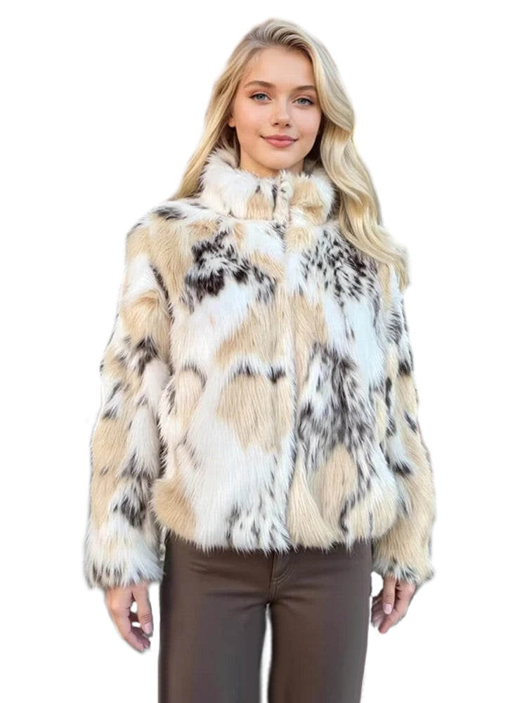 Faux Fur Women's Teddy Coat Cropped Plush Jacket