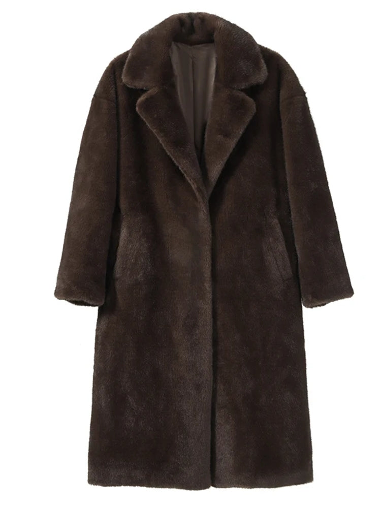 Winter Luxury Faux Mink Fur Warm Overcoat