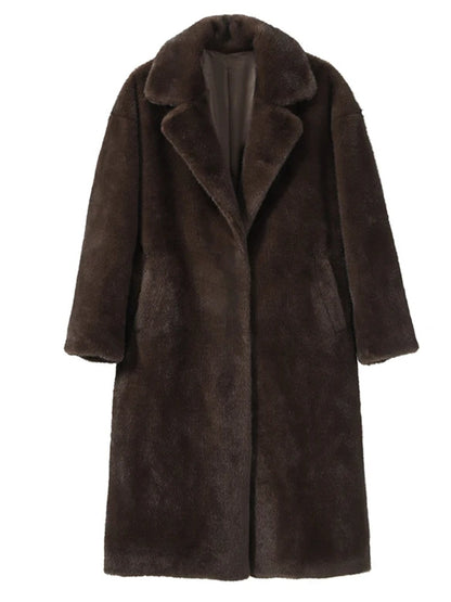 Winter Luxury Faux Mink Fur Warm Overcoat
