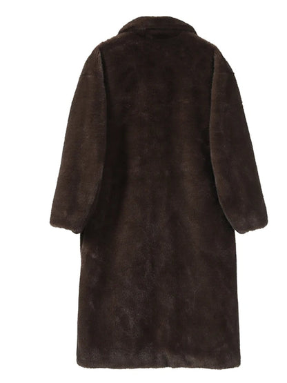 Winter Luxury Faux Mink Fur Warm Overcoat