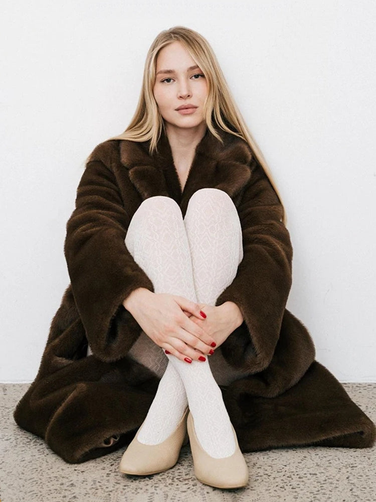 Winter Luxury Faux Mink Fur Warm Overcoat