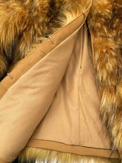 Women Faux Fur Coat Jacket Winter Warm Thick Fox Raccoon