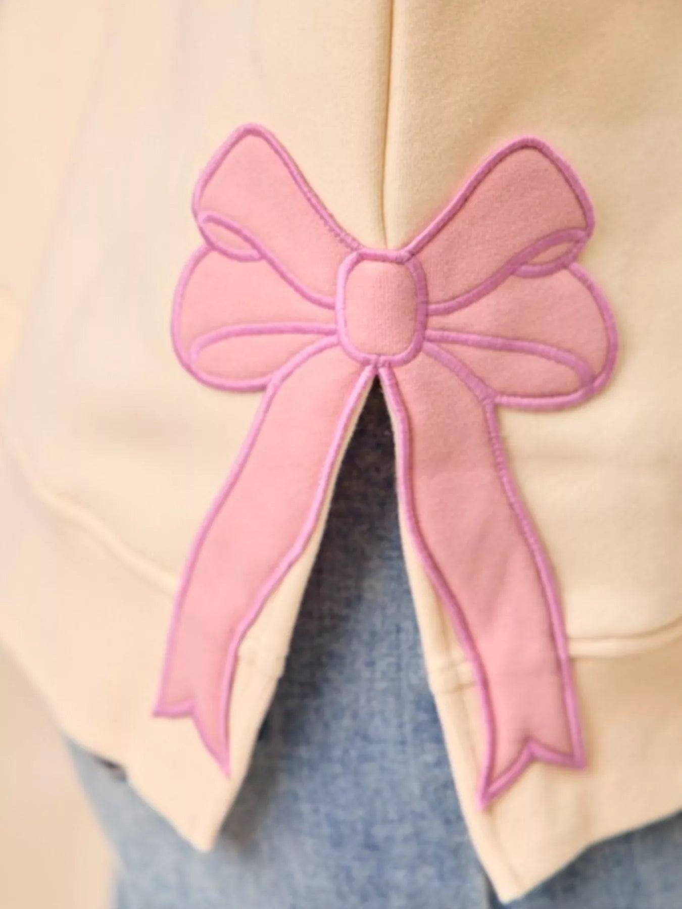 Festive Bow Slit Crew Neck Christmas Sweatshirt