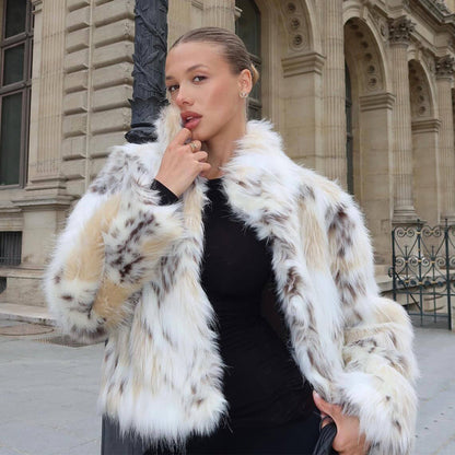 Faux Fur Women's Teddy Coat Cropped Plush Jacket