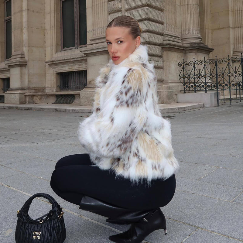 Faux Fur Women's Teddy Coat Cropped Plush Jacket