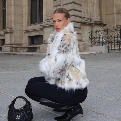 Faux Fur Women's Teddy Coat Cropped Plush Jacket