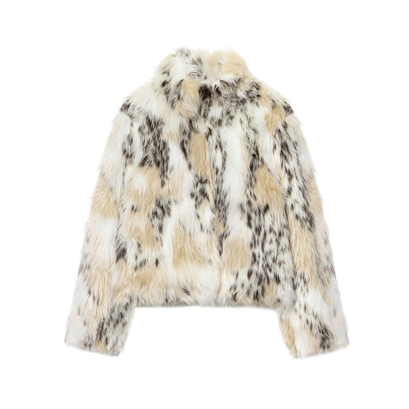 Faux Fur Women's Teddy Coat Cropped Plush Jacket