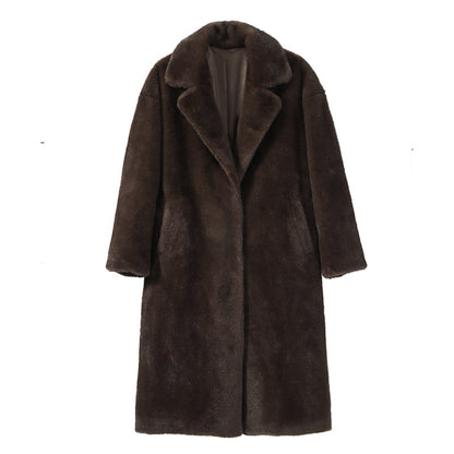 Winter Luxury Faux Mink Fur Warm Overcoat