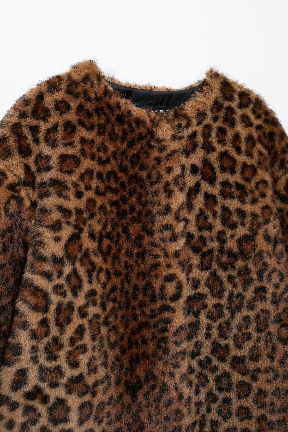 Leopard Print Long Jacket Women Faux Fur Winter Coat