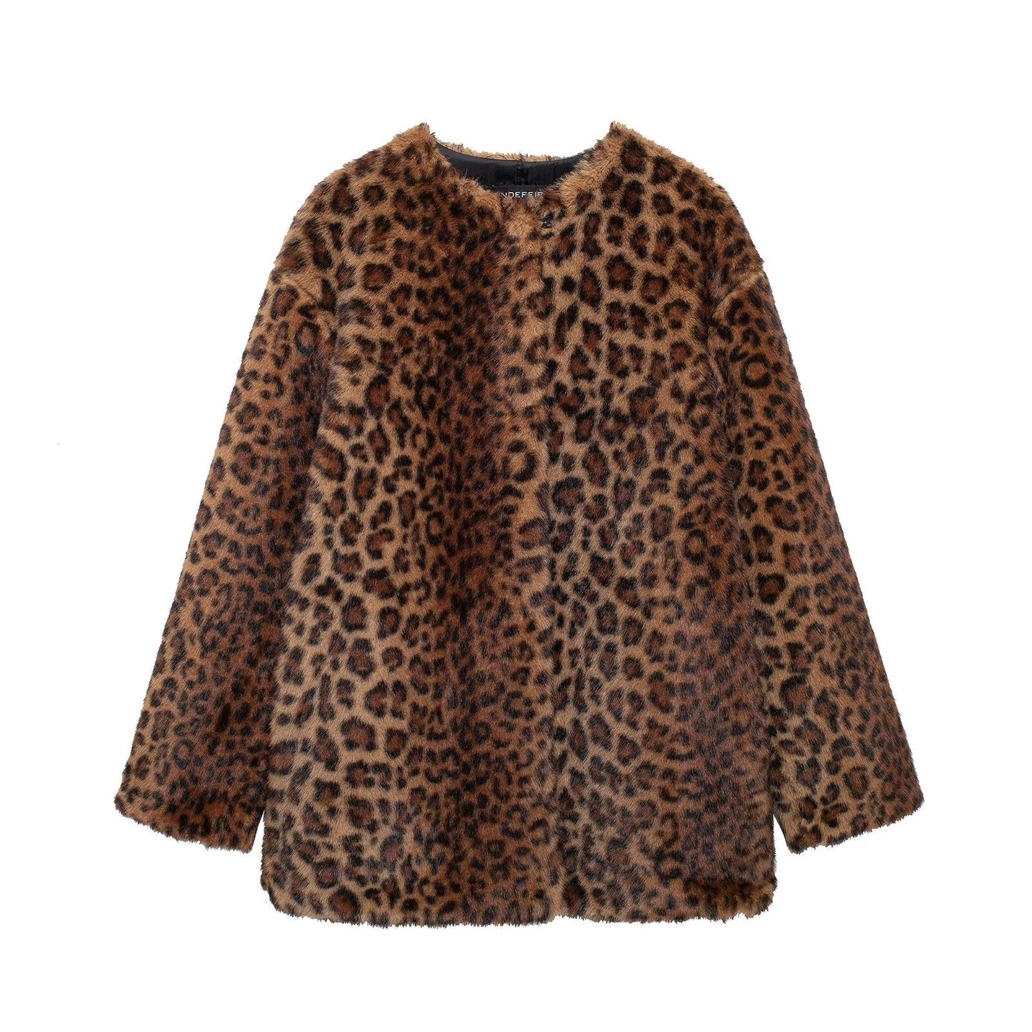 Leopard Print Long Jacket Women Faux Fur Winter Coat