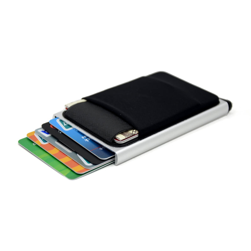 Sleek Aluminum Wallet with Stretchy Back Pocket