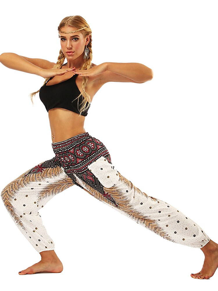 Floral Print Wide Leg Trousers for Women - Loose Fit Yoga Pants