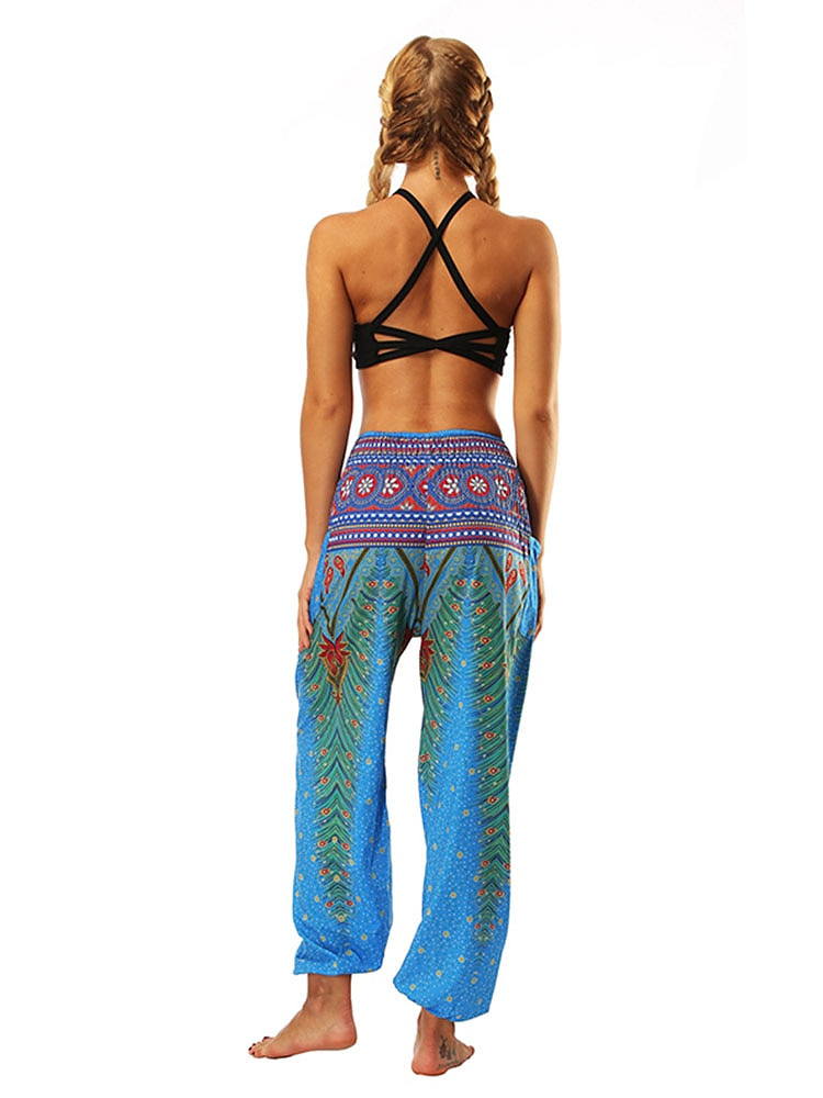 Floral Print Wide Leg Trousers for Women - Loose Fit Yoga Pants
