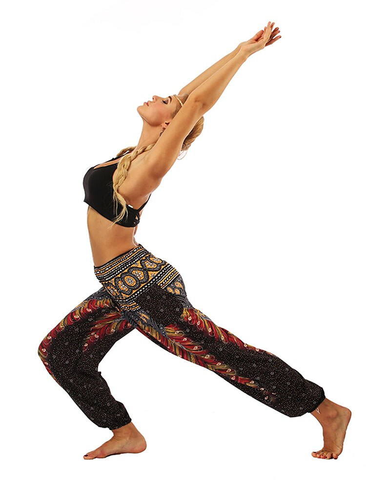 Floral Print Wide Leg Trousers for Women - Loose Fit Yoga Pants
