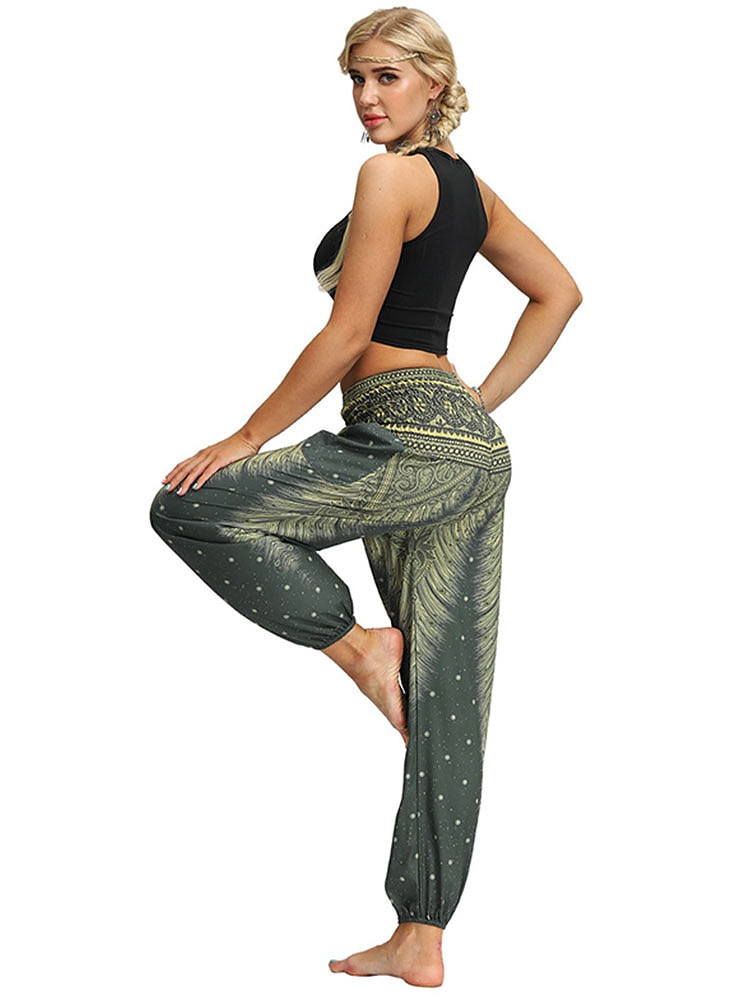 Floral Print Wide Leg Trousers for Women - Loose Fit Yoga Pants