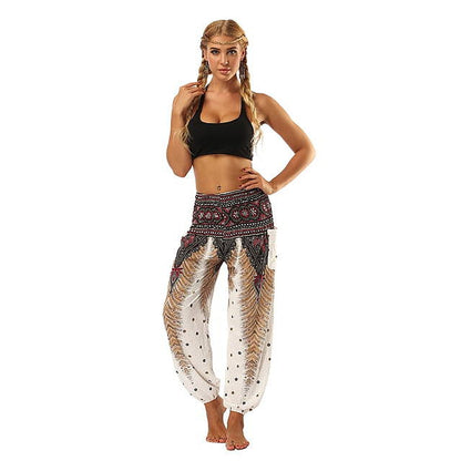 Floral Print Wide Leg Trousers for Women - Loose Fit Yoga Pants