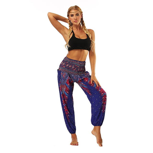 Floral Print Wide Leg Trousers for Women - Loose Fit Yoga Pants
