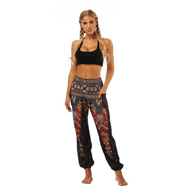 Floral Print Wide Leg Trousers for Women - Loose Fit Yoga Pants