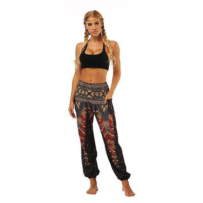 Floral Print Wide Leg Trousers for Women - Loose Fit Yoga Pants